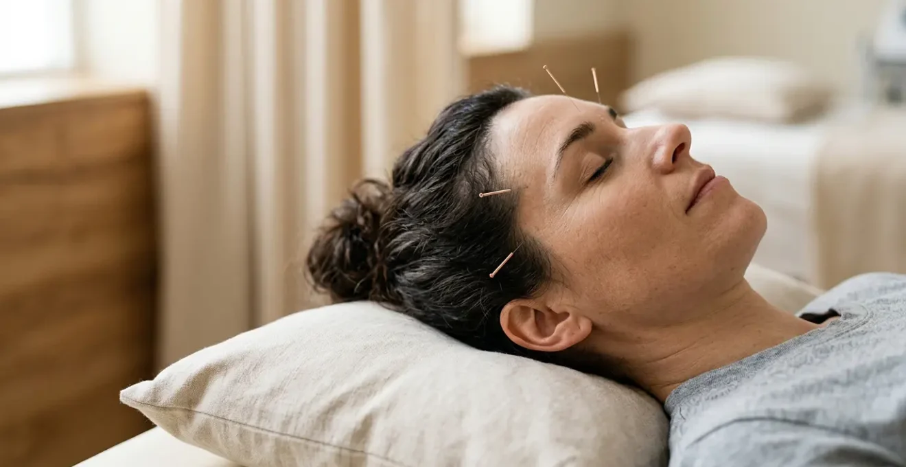 Séance d'acupuncture professionnelle pour soulager les migraines