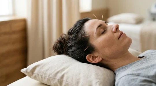 Séance d'acupuncture professionnelle pour soulager les migraines