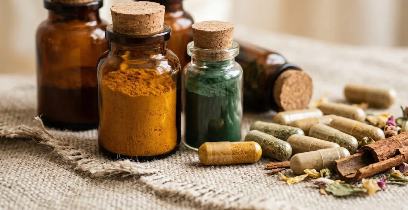 Nature morte évoquant les coûts additionnels d'un suivi naturopathique avec compléments naturels