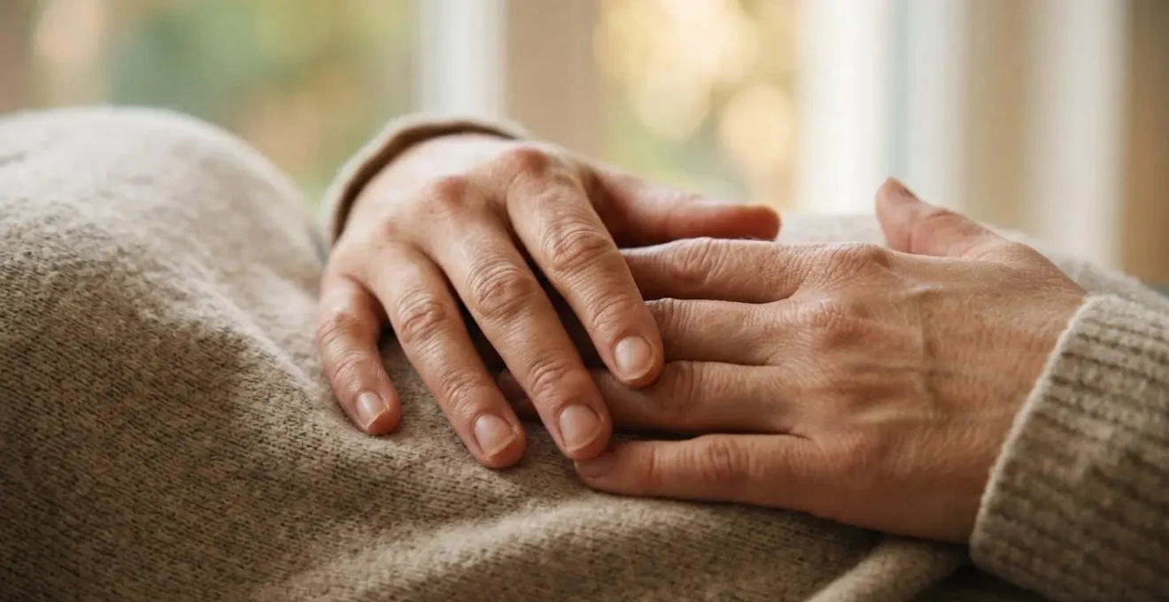 Gros plan sur des mains en position de respiration consciente abdominale