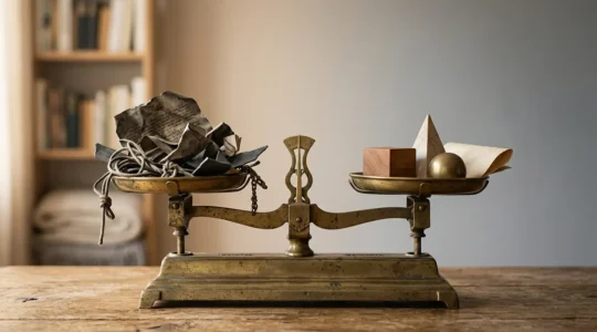 Représentation symbolique de la médiation en assurance et de l'équité dans la résolution des litiges
