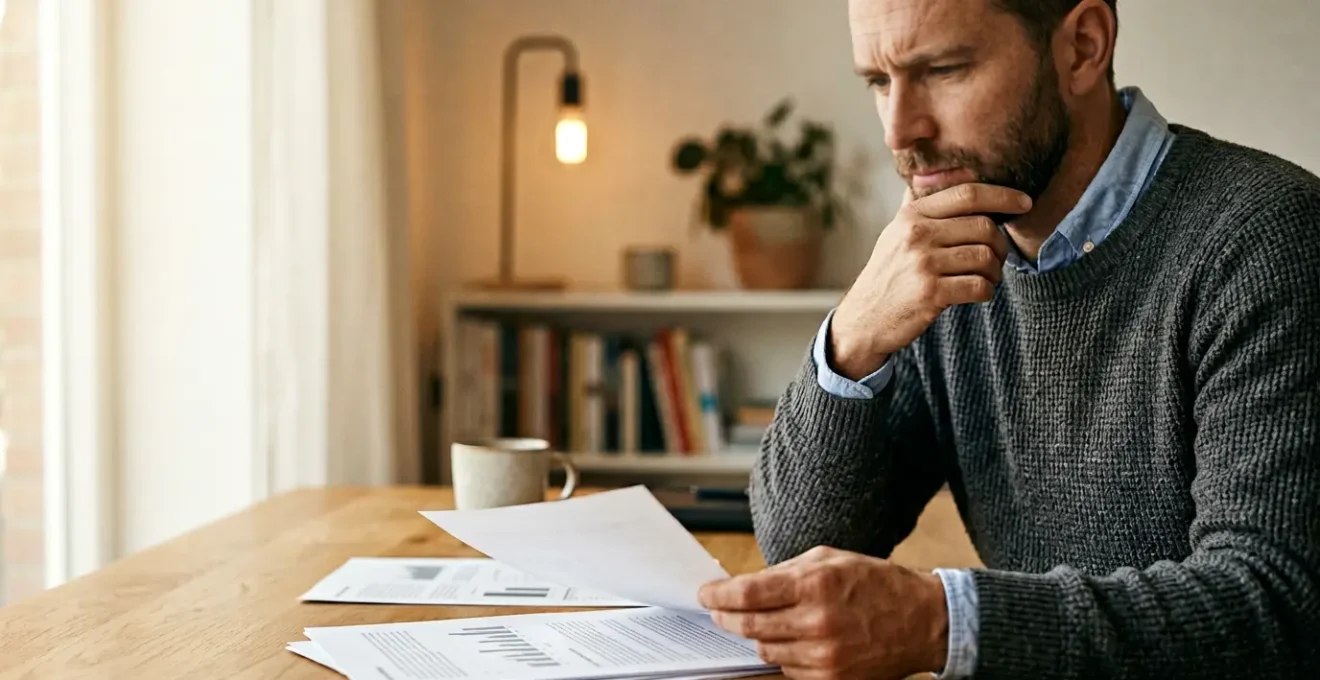 Professionnel indépendant travaillant à son bureau avec des documents de protection sociale